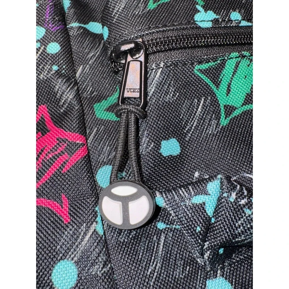 Yak‎ Pak Mini Backpack Graffiti Skull Print Black Neon Small Daypack Streetwear